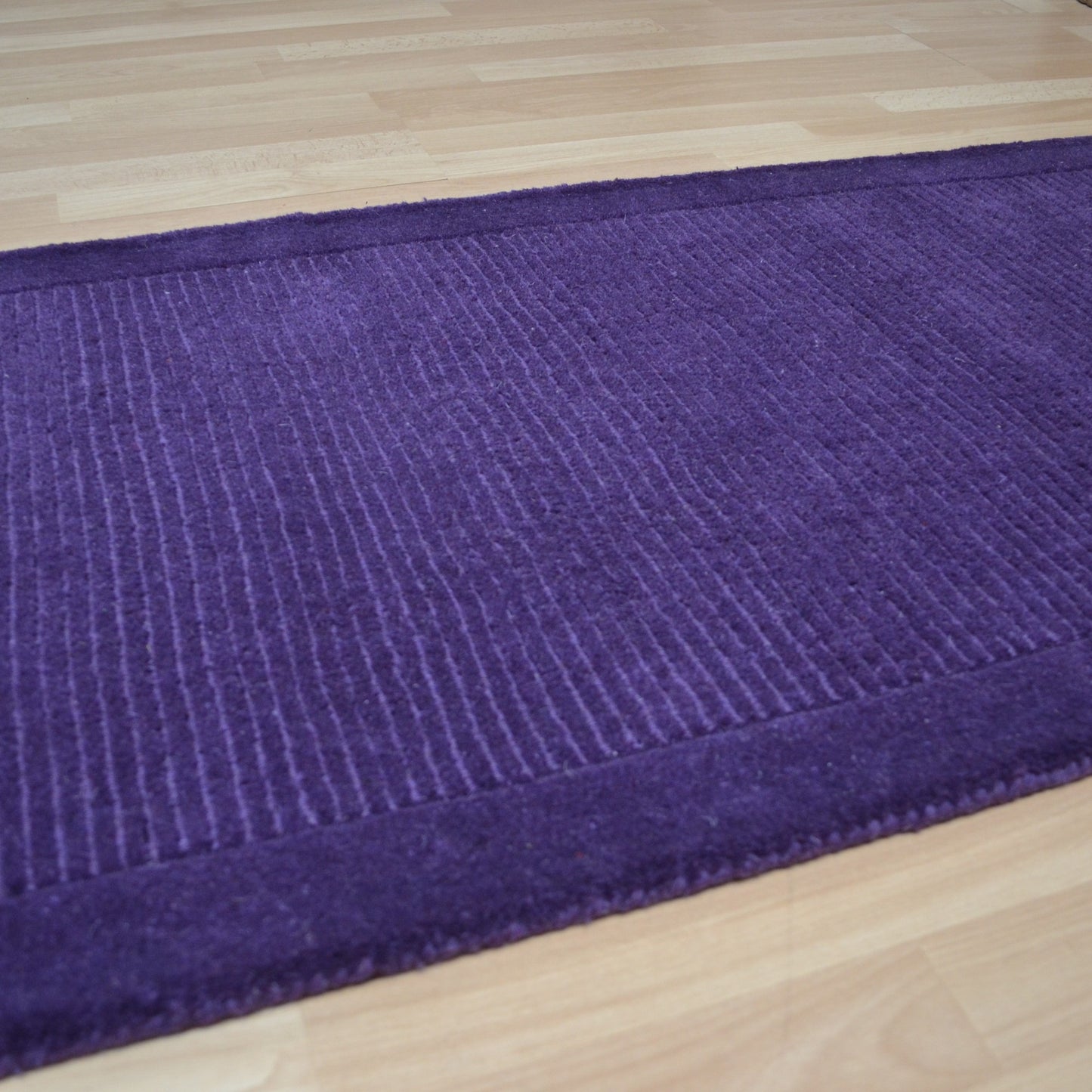 York Plain Wool Hall Runner Rugs in Purple