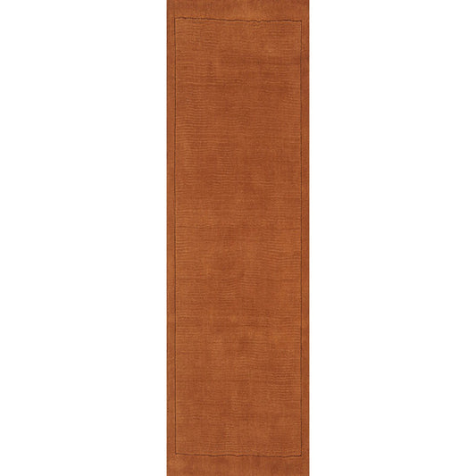 York Plain Wool Hall Runner Rugs in Terracotta Orange