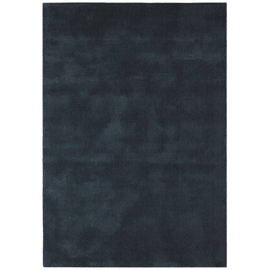 Aran Plain Wool Rugs in Midnight Blue