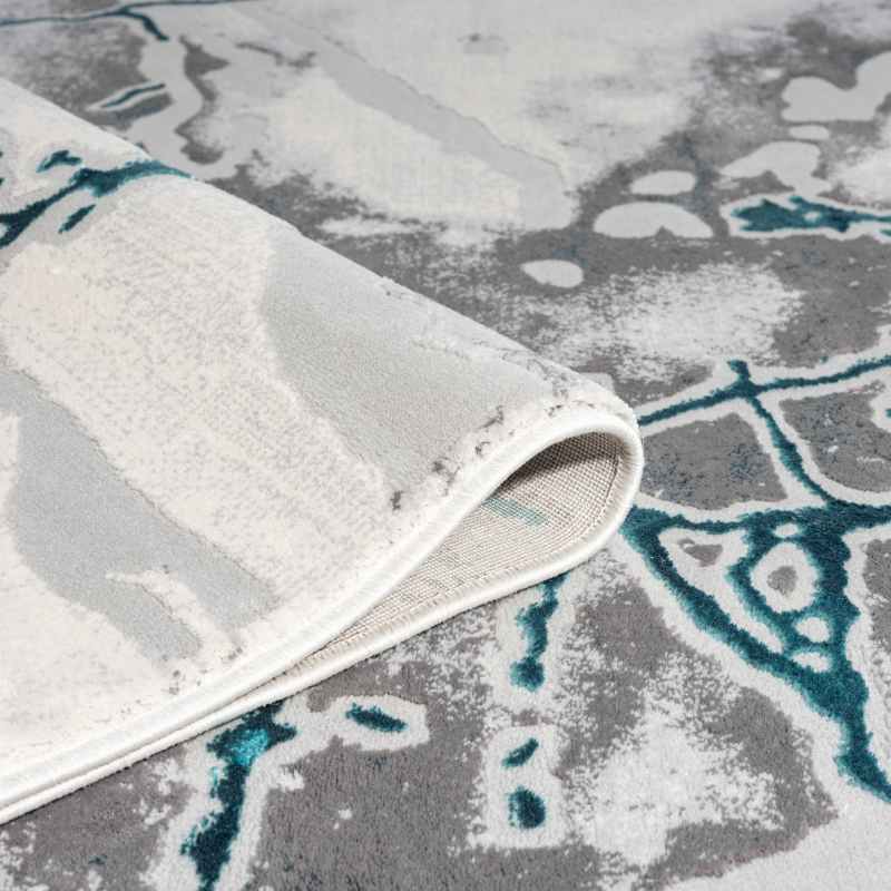 Bianco 185KB Marble Abstract Rug in Cream Blue