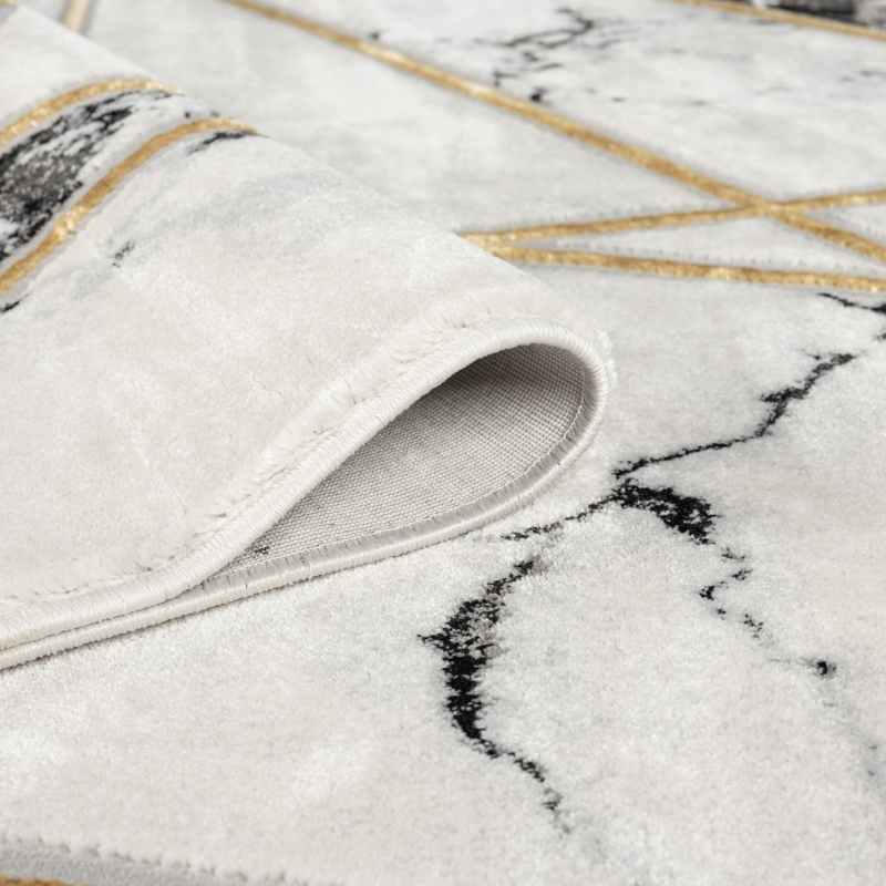 Bianco 185MA Marble Geometric Rug in Black Cream