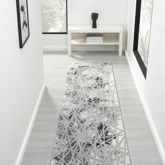 Bianco 185TA Abstract Geometric Runner Rug in Grey