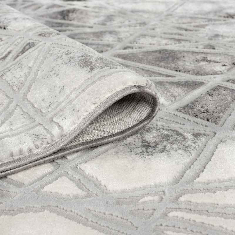 Bianco 185TA Abstract Geometric Runner Rug in Grey