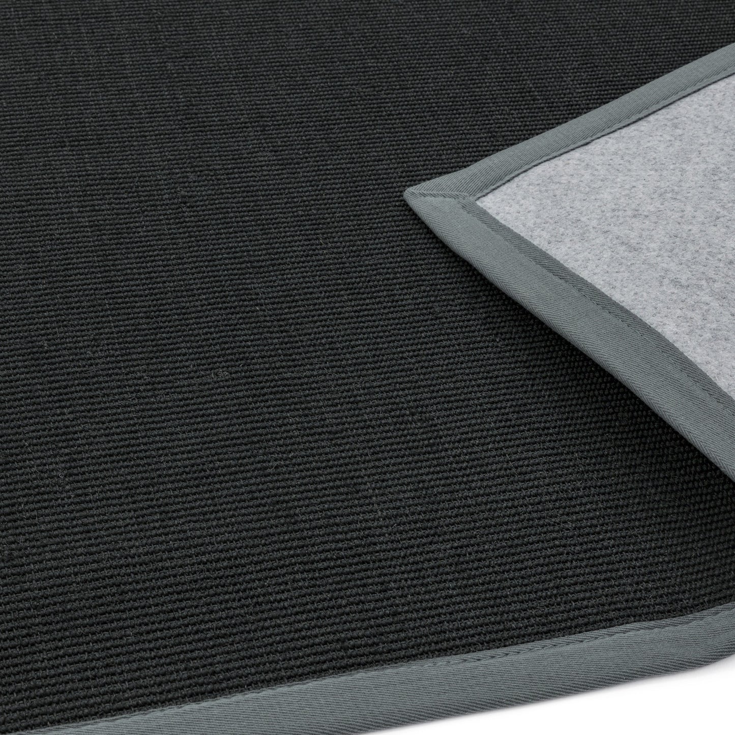 Sisal Plain Border Woven Rugs in Black Grey