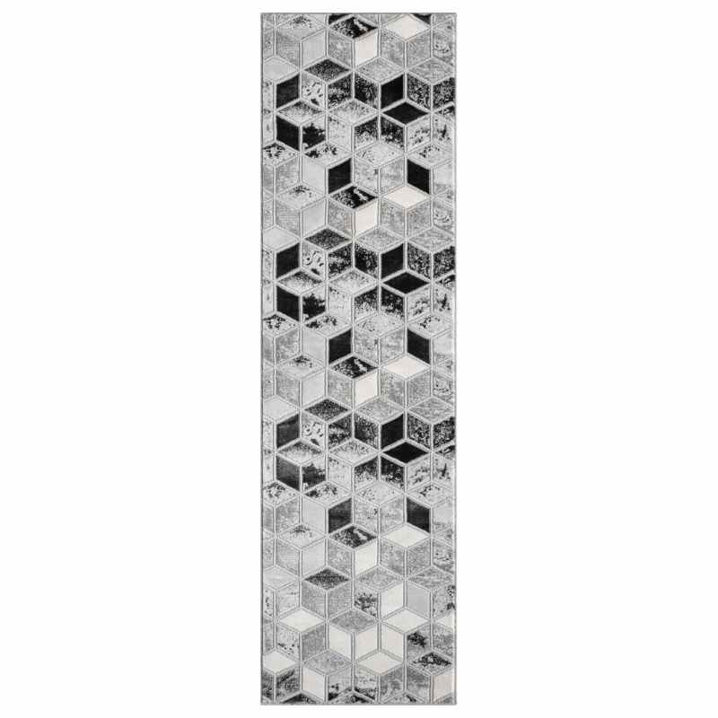 Bianco 207IA Abstract Geometric Runner Rug in Grey