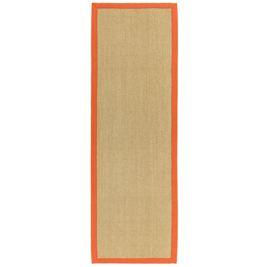 Sisal Hallway Runners in Linen with an Orange Border