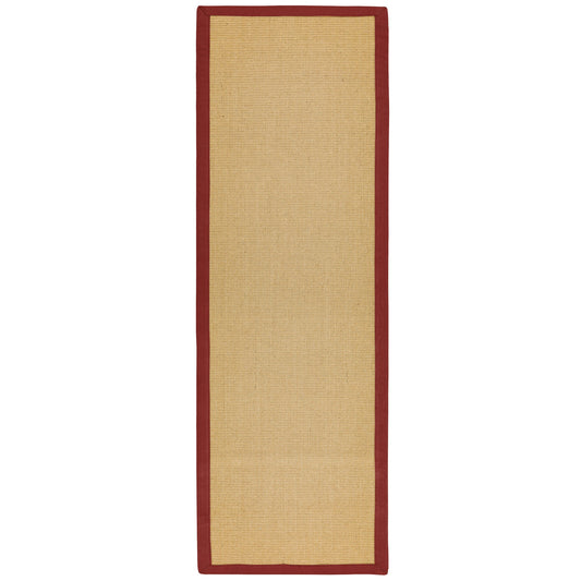 Sisal Hallway Runners in Linen with a Red Border