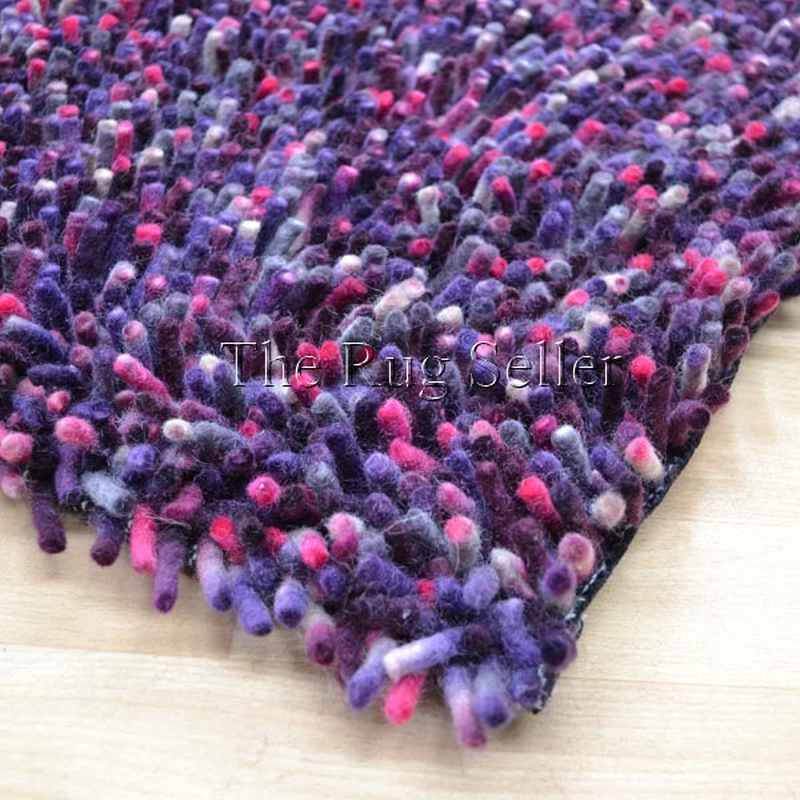 Brink and Campman Rocks Shaggy Wool Rugs 70502 Plum