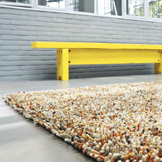 Brink and Campman Rocks Shaggy Wool Rugs 70513 Ivory Orange