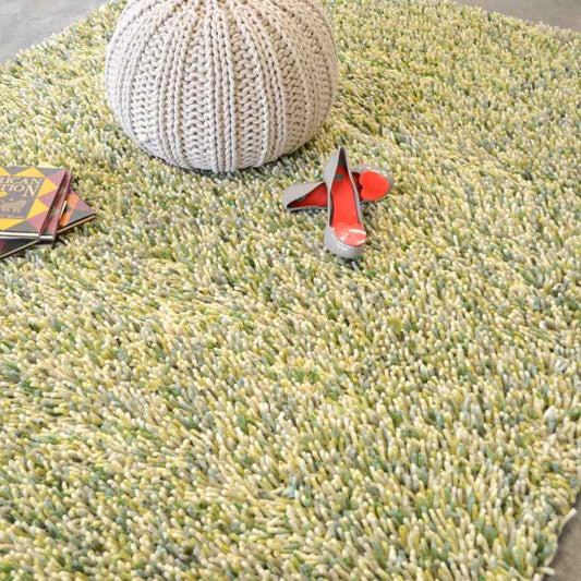 Brink and Campman Rocks Shaggy Wool Rugs 70517 Ivory Green
