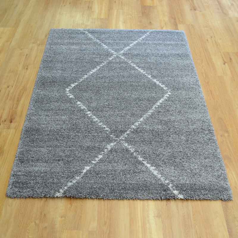 Mehari Boho Shaggy Rugs 23229 4268 in Grey Ivory