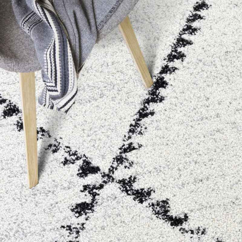 Mehari Boho Shaggy Rugs 23229 6288 in Ivory Grey