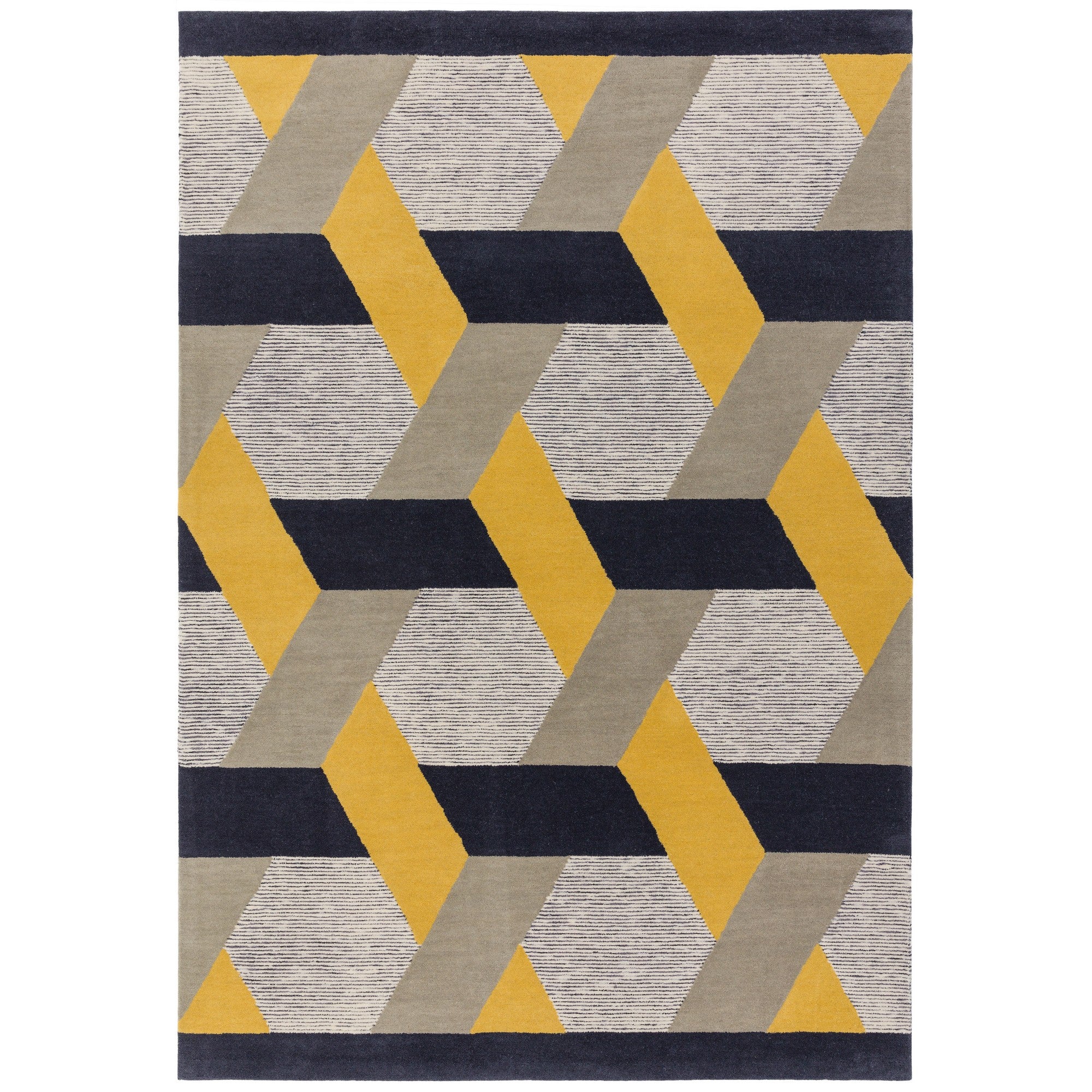 Camden Wool Geometric Rugs in Gold – The Rug Seller