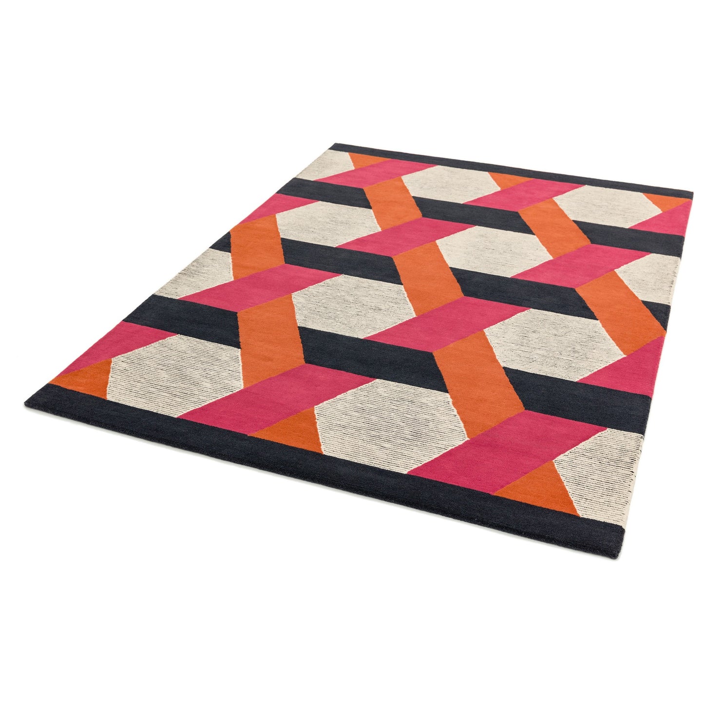 Camden Wool Geometric Rugs in Orange