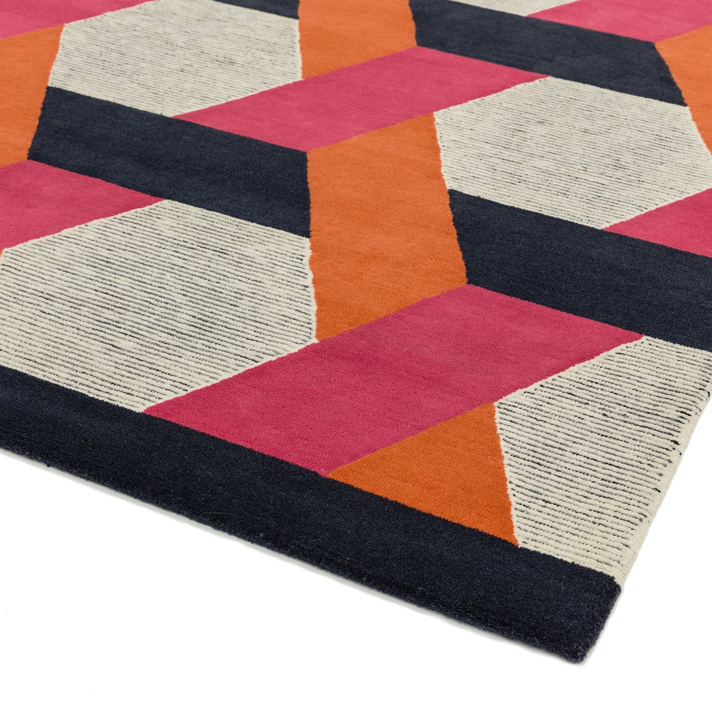 Camden Wool Geometric Rugs in Orange