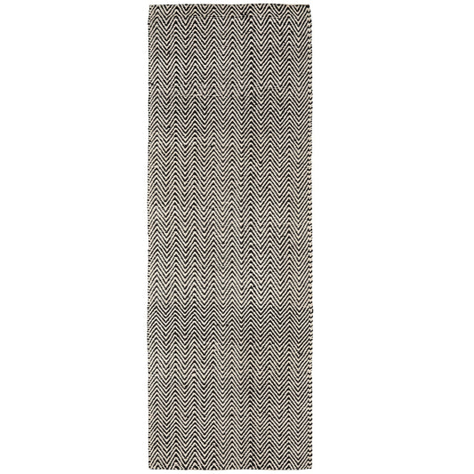 Ives Modern Chevron Pattern Hallway Runner Rug in Black White