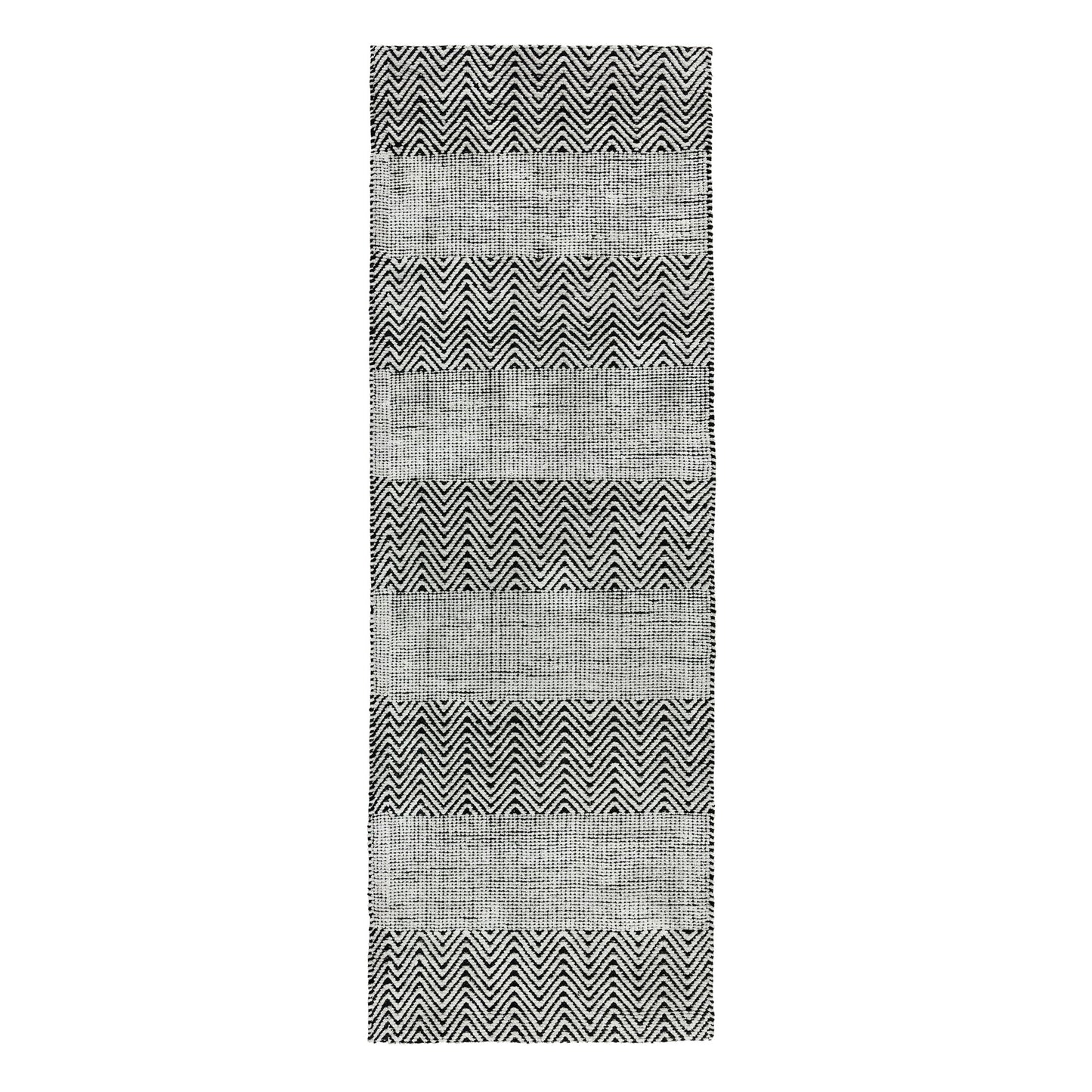 Ives Modern Chevron Pattern Hallway Runner Rug in Grey