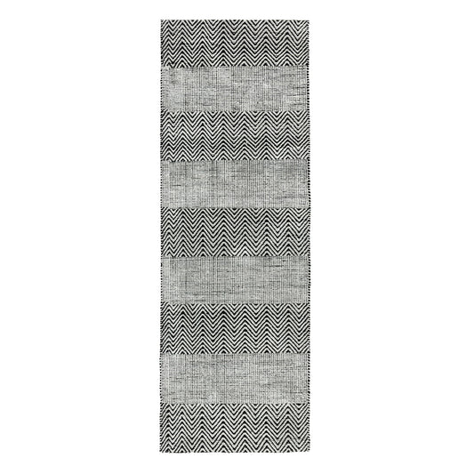 Ives Modern Chevron Pattern Hallway Runner Rug in Grey