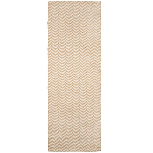 Ives Modern Chevron Pattern Hallway Runner Rug in Natural Cream