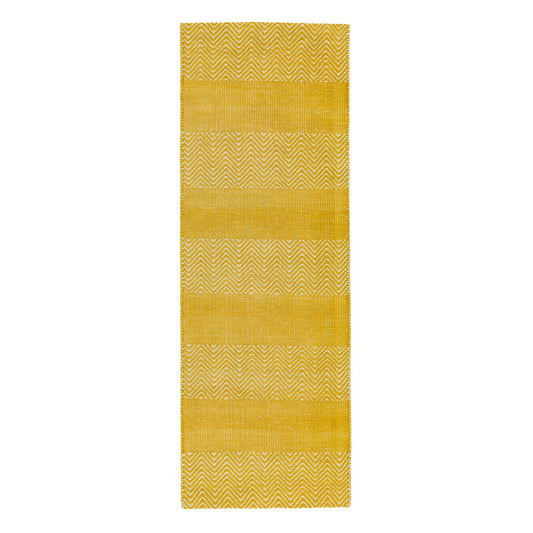 Ives Modern Chevron Pattern Hallway Runner Rug in Yellow