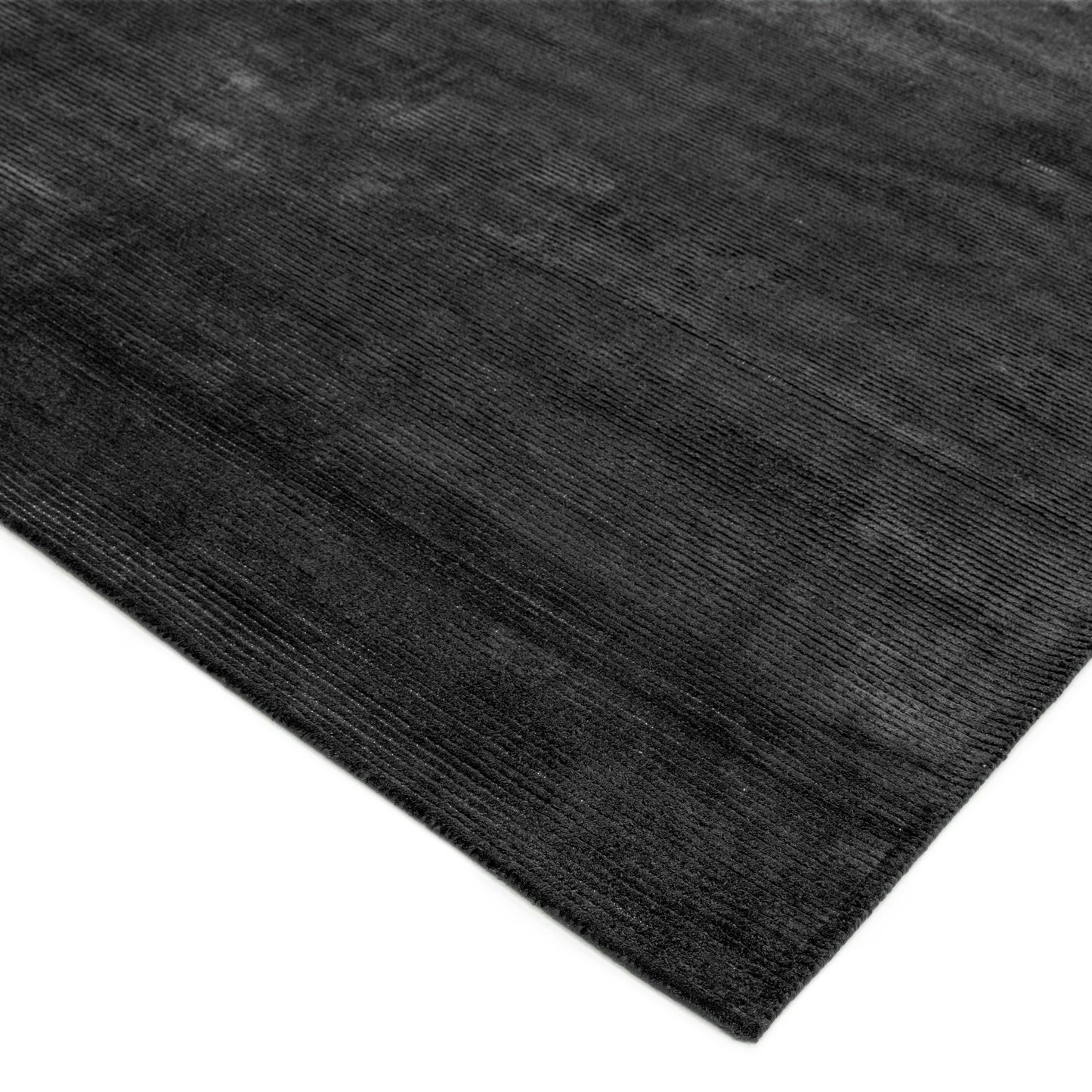 Reko Plain Vicose Rugs in Charcoal Grey