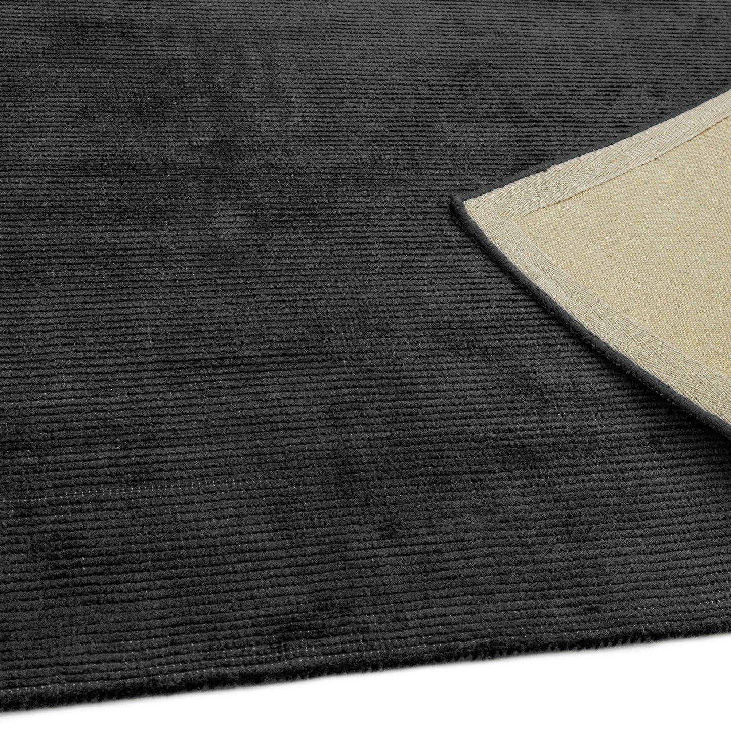 Reko Plain Vicose Rugs in Charcoal Grey