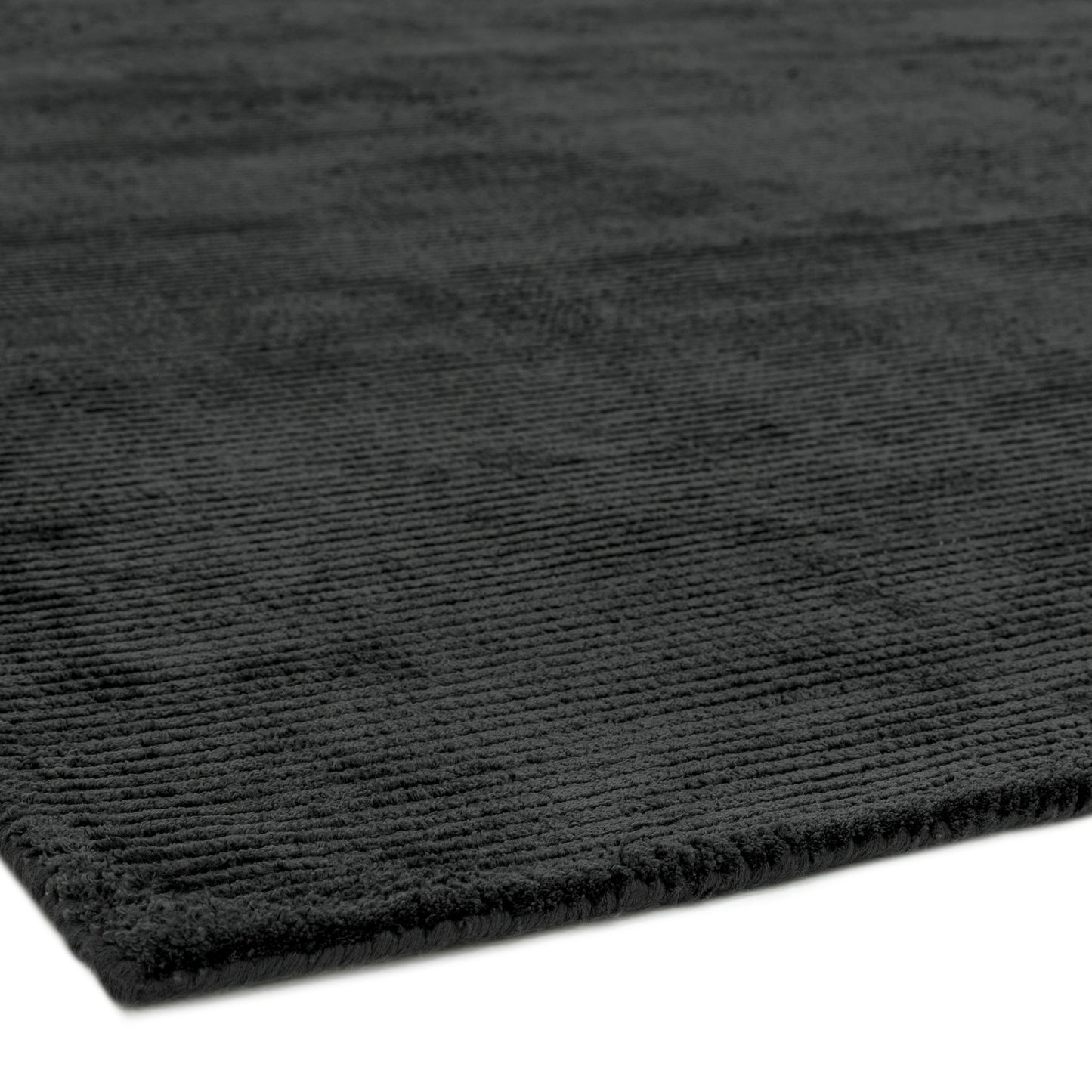 Reko Plain Vicose Rugs in Charcoal Grey