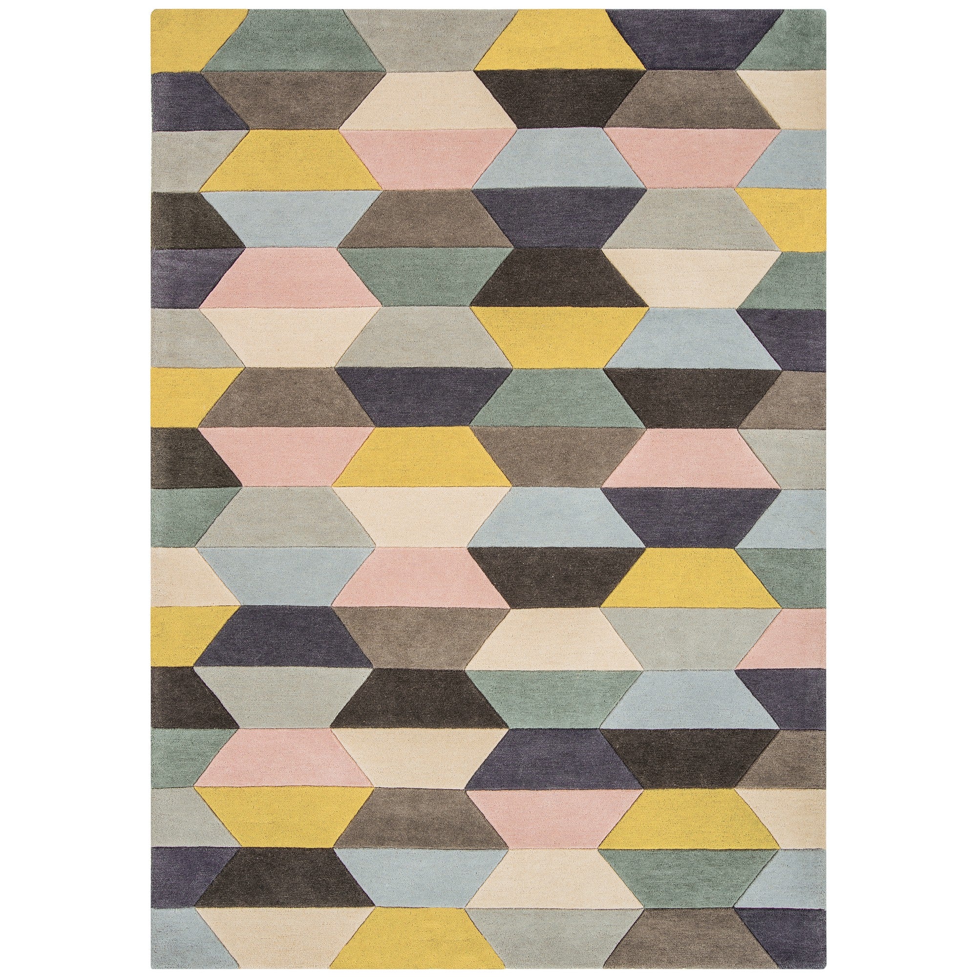 Pastel Rug Modern Funk Honeycomb Pastel Modern Wool Rugs – The Rug Seller