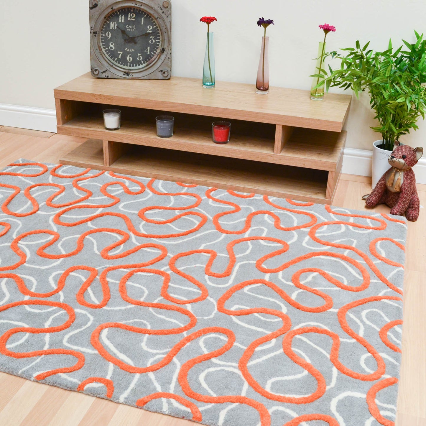 Squiggle Rugs in Orange