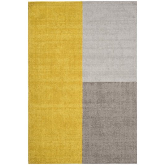 Blox Modern Geometric Wool Rugs in Mustard Yellow