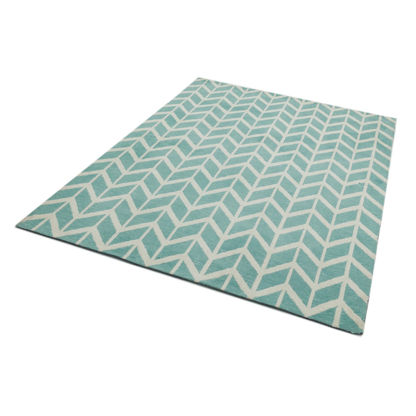 Arlo Chevron Modern Rugs AR05 in Light Blue and Cream