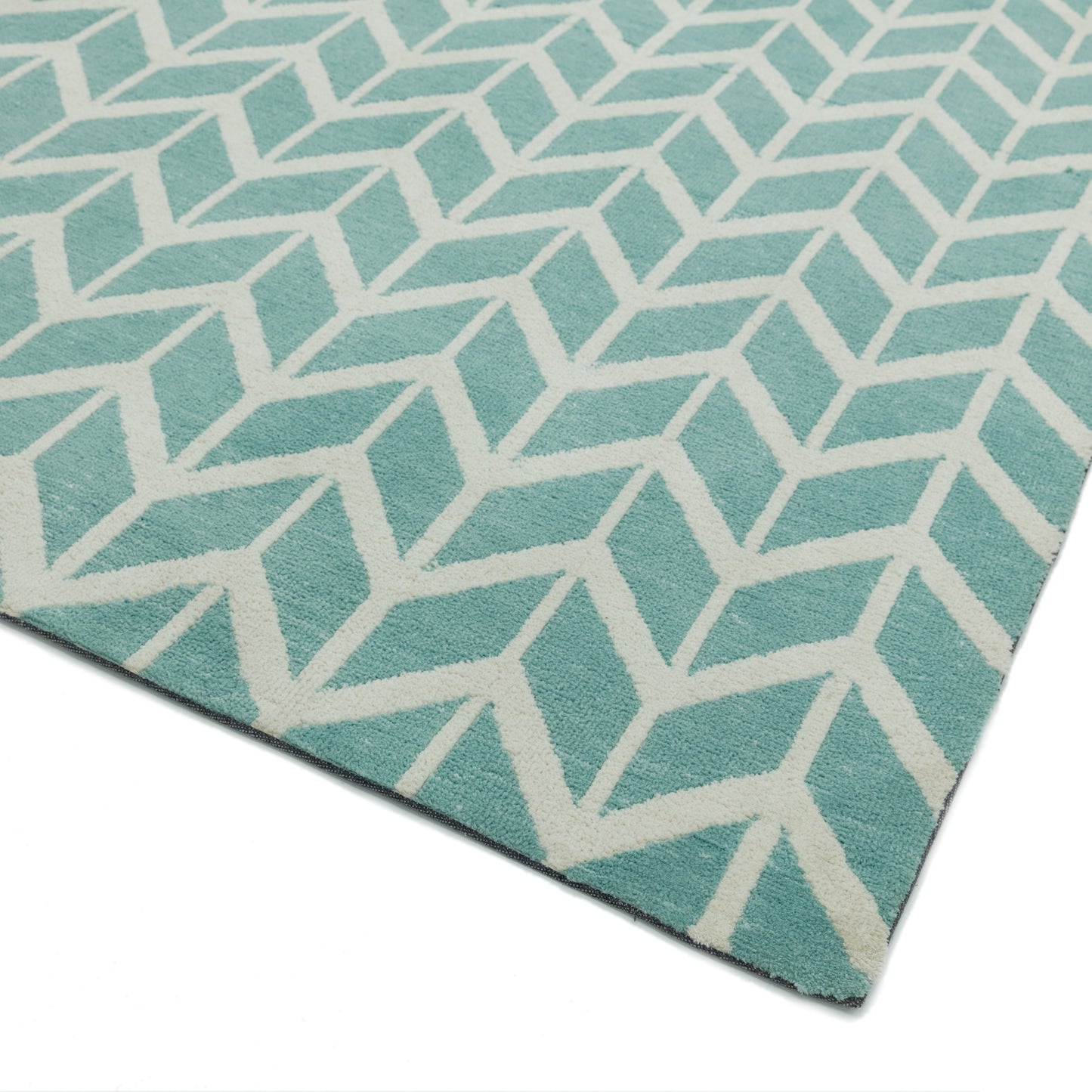 Arlo Chevron Modern Rugs AR05 in Light Blue and Cream