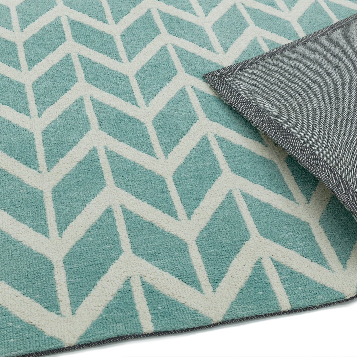 Arlo Chevron Modern Rugs AR05 in Light Blue and Cream