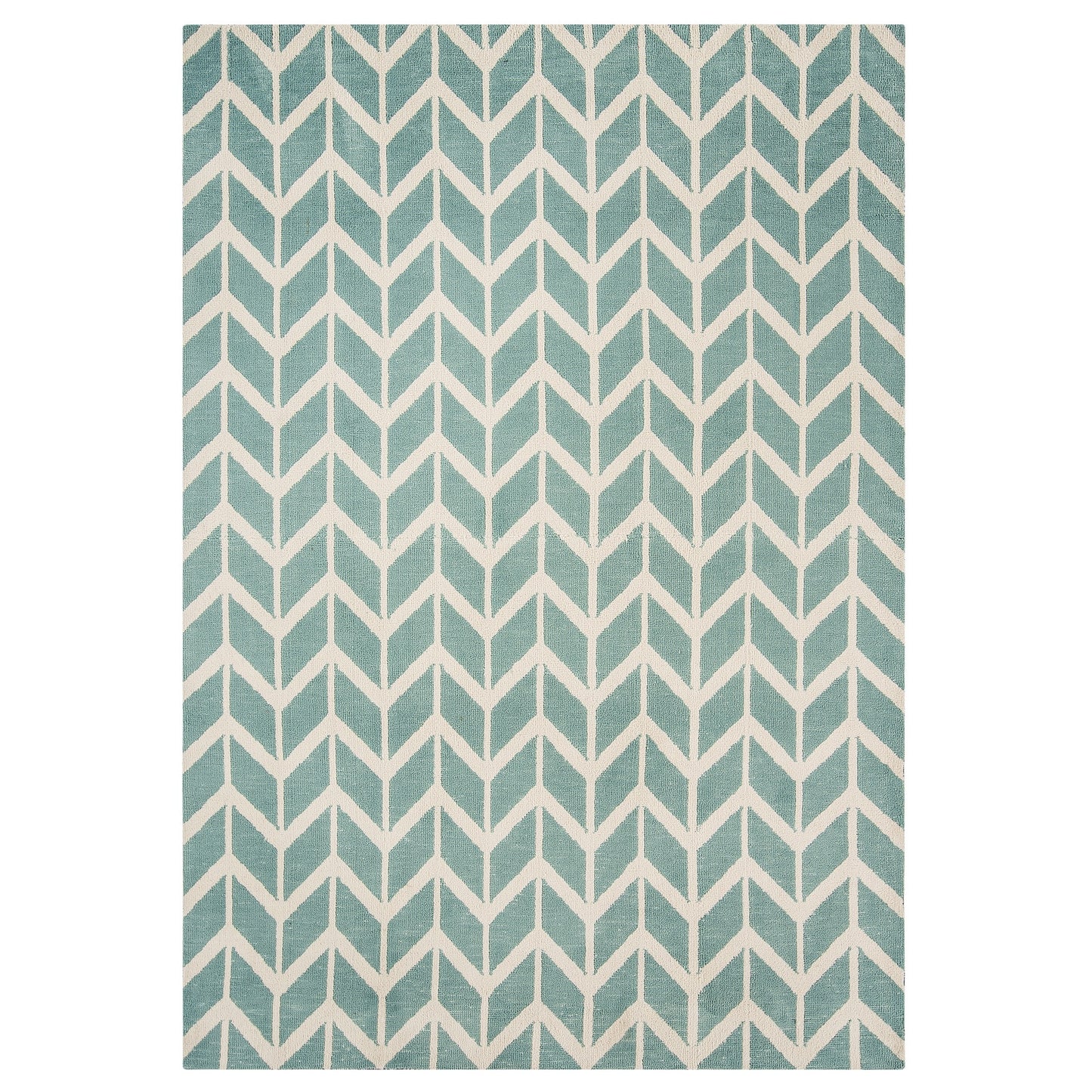 Arlo Chevron Modern Rugs AR05 in Light Blue and Cream