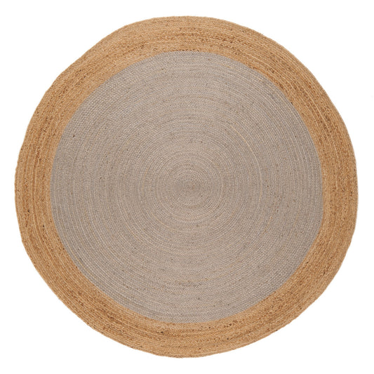 Faro Circular Round Jute Hand Braided Modern Rugs in Silver