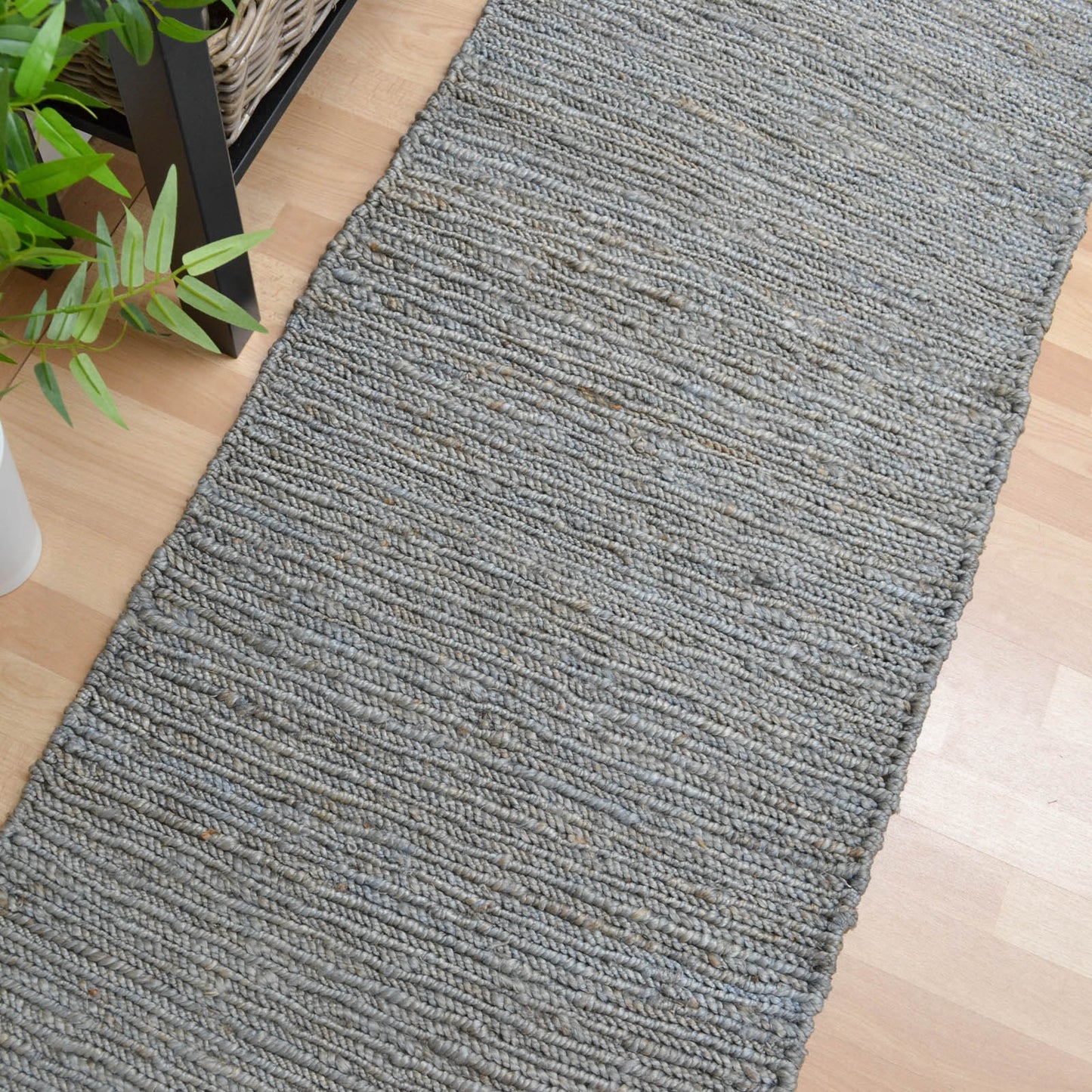 Jute Soumak Woven Modern Hallway Runner Rugs in Silver