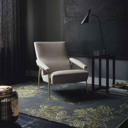 Tonquin Gold Floral Wool Rugs 37005 by Wedgwood in Charcoal Grey