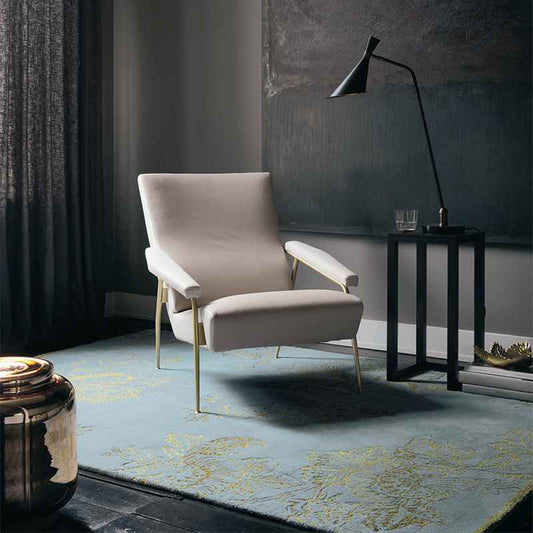 Tonquin Gold Floral Wool Rugs 37008 by Wedgwood in Light Blue