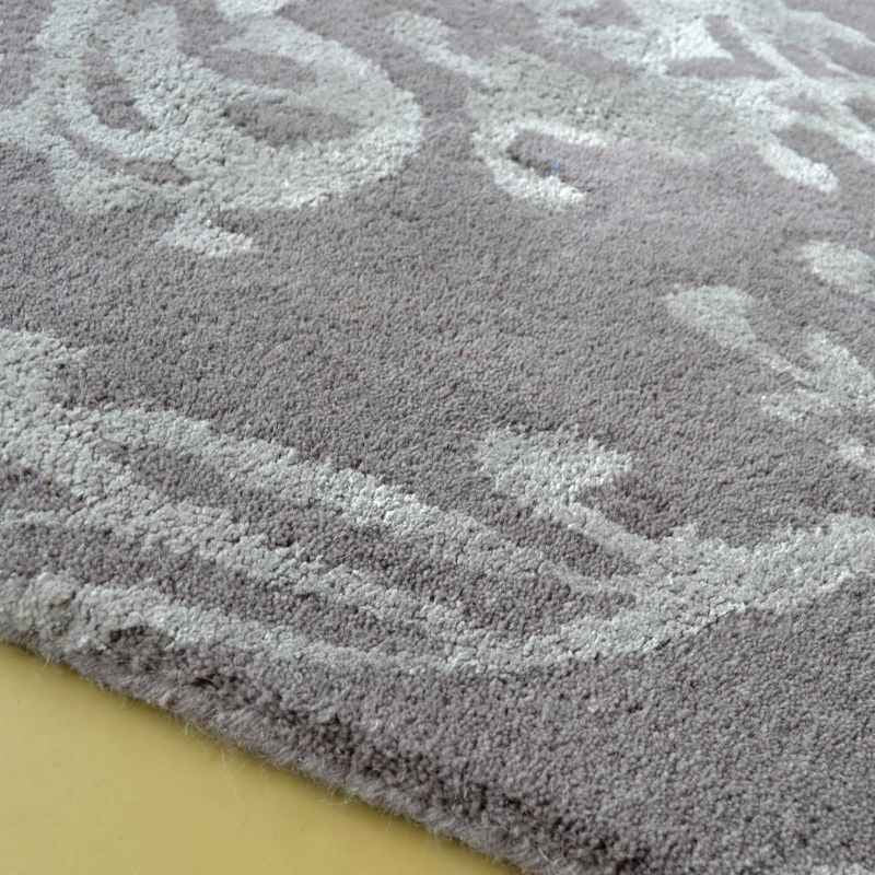 Riverside Damask Rugs 46705 in Pewter by Sanderson