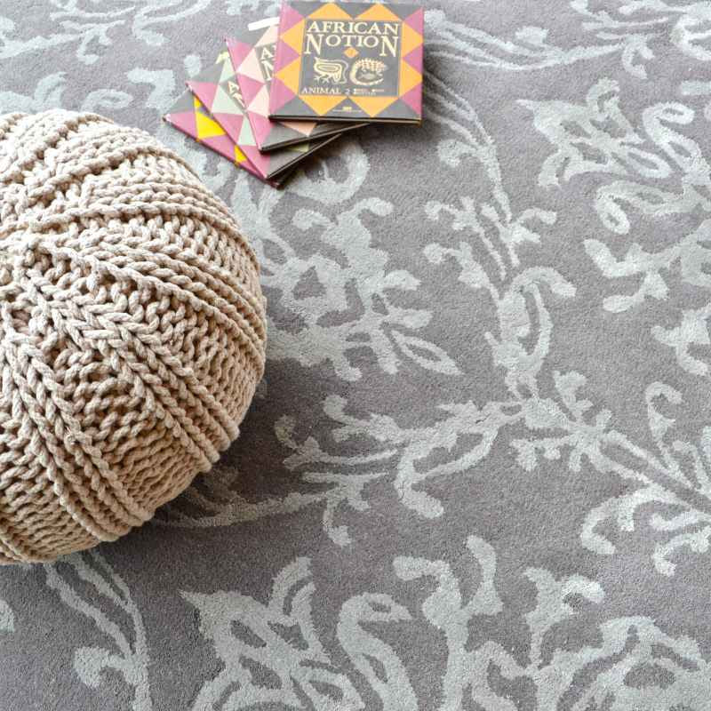 Riverside Damask Rugs 46705 in Pewter by Sanderson