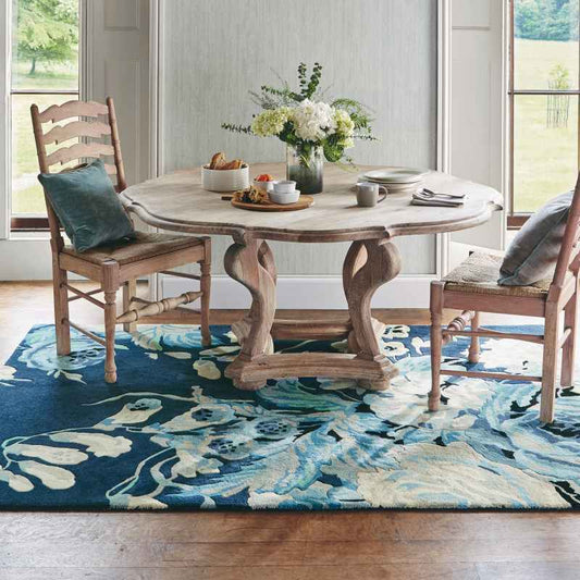 Stapleton Park Floral Wool Rugs 45308 By Sanderson in Admiral Blue