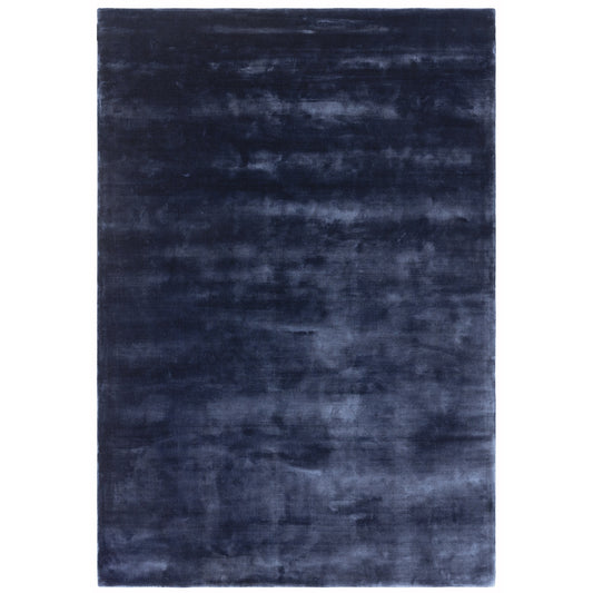 Katherine Carnaby Plain Chrome Designer Rug in Ink Blue