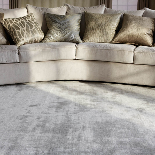 Katherine Carnaby Plain Chrome Designer Rug in Silver