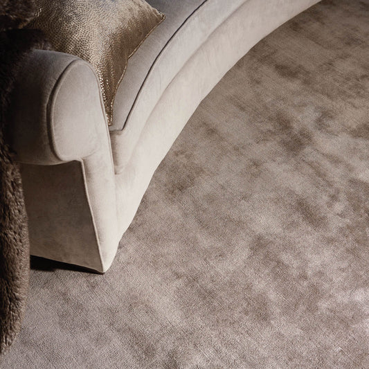 Katherine Carnaby Plain Chrome Designer Rug in Taupe