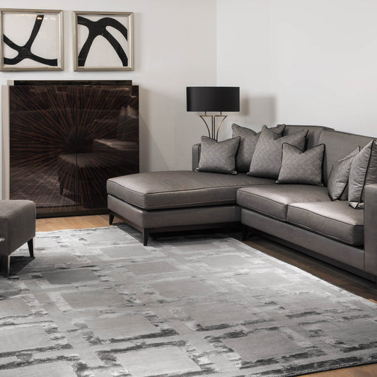 Katherine Carnaby Eaton Geometric Rugs in Steel Grey