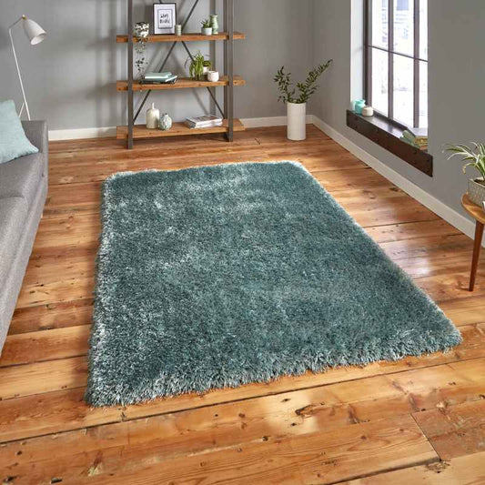 Montana Shaggy Rugs in Aqua Blue