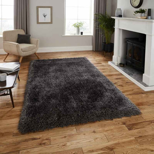 Montana Shaggy Rugs in Dark Grey