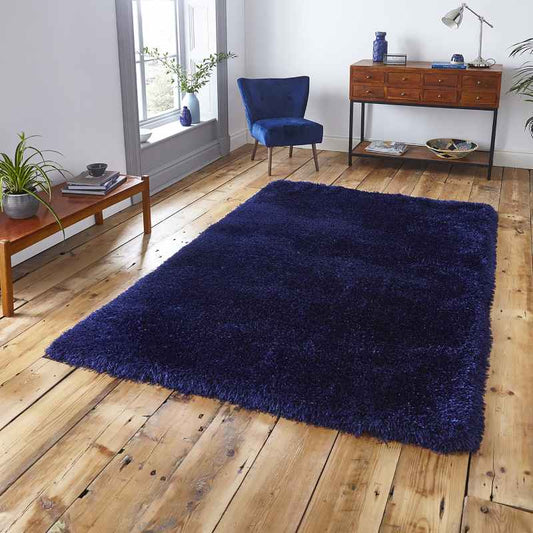 Montana Shaggy Rugs in Dark Navy