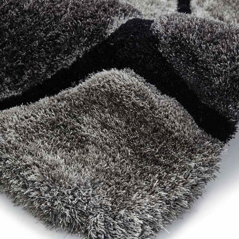 Noble House 5858 Shaggy Pebble Rugs in Black Grey