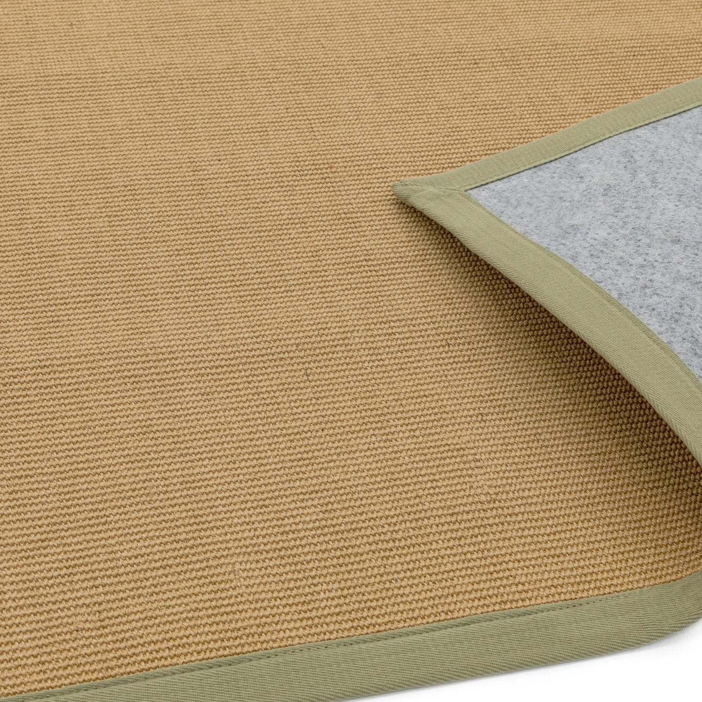 Sisal Plain Rugs in Linen with Sage Green Border